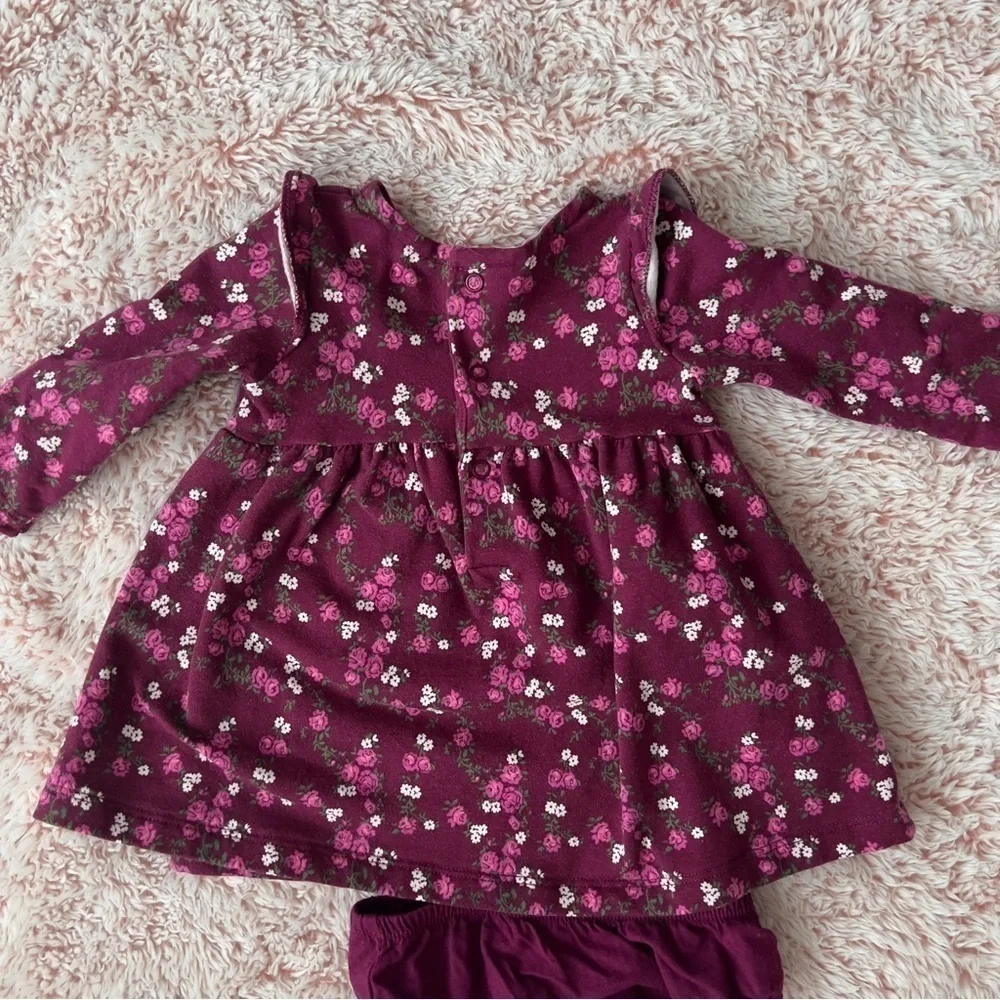 Carter’s Baby Girl Infant Floral Fleece Long Sleeve Dress Size 6 months